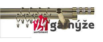 Kovové garnýže dvouřadé 19mm - NEO Lumino crystal mosazné