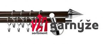 Kovové garnýže dvouřadé moderní 19 a 19mm - Extra KUŽEL ELEGANT nerez, wenge