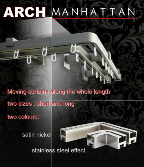 Kovové garnýže jednořadé hranaté s drážkou -  MANHATTAN Madison nerezová garnýž