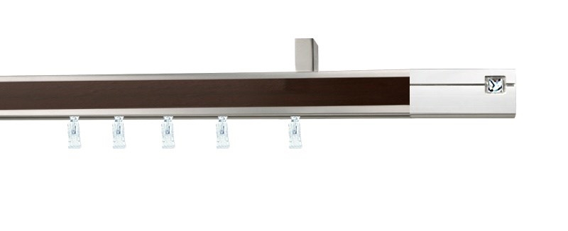 Kovové garnýže jednořadé stropní s drážkou - AVENO CRYSTAL wenge