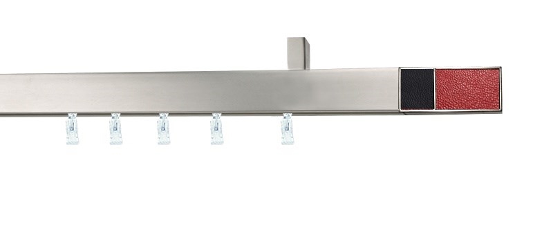 Kovové garnýže jednořadé stropní s drážkou - AVENO CROCO černá/červená dub