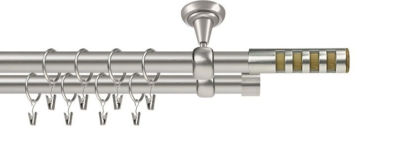 Kovové garnýže dvouřadé stropní 16 a 16mm - ROMA DAKOTA chrom