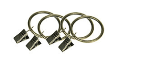 Záclonové kroužky s žabkami pro tyč 25mm