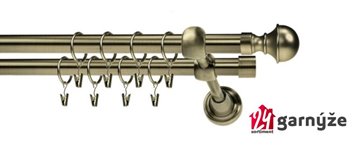 Kovové garnýže dvouřadé 19mm - ROMA Bela mosazné