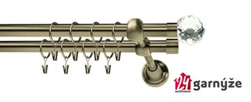 Kovové garnýže dvouřadé 19mm - ROMA Beluna crystal mosazné