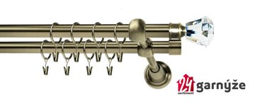 Kovové garnýže dvouřadé 19mm - ROMA Clarex crystal mosazné