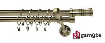 Kovové garnýže dvouřadé 19mm - ROMA Gao mosazné