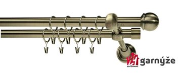 Kovové garnýže dvouřadé 19mm - ROMA Koule mosazné