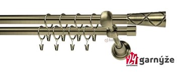 Kovové garnýže dvouřadé 19mm - ROMA Pino mosazné