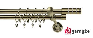 Kovové garnýže dvouřadé 19mm - ROMA Rosetti crystal mosazné