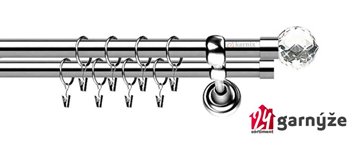 Kovové garnýže dvouřadé 19mm - ROMA Beluna crystal nerezové