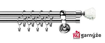 Kovové garnýže dvouřadé 19mm - ROMA Clarex crystal nerezové