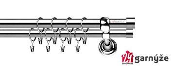Kovové garnýže dvouřadé 19mm - ROMA Luna nerezové