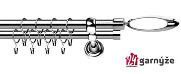 Kovové garnýže dvouřadé 19mm - ROMA Mirella nerezové