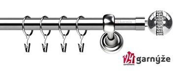 Kovové garnýže jednořadé 25mm - ROMA Globo crystal 25mm nerezové