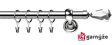 Kovové garnýže jednořadé 25mm - ROMA Travo crystal 25mm nerezové