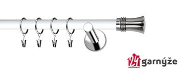 Kovové garnýže jednořadé moderní 19mm EXTRA - CAPRI nerezové, bílé