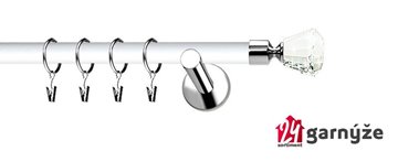 Kovové garnýže jednořadé moderní 19mm EXTRA - CLAREX CRYSTAL nerezové, bílé