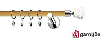 Kovové garnýže jednořadé moderní 19mm EXTRA - CLAREX CRYSTAL nerezové, borovice