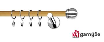 Kovové garnýže jednořadé moderní 19mm EXTRA - KNOFLÍK nerezové, borovice