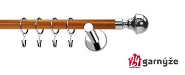 Kovové garnýže jednořadé moderní 19mm EXTRA - BELLA nerezové, třešeň