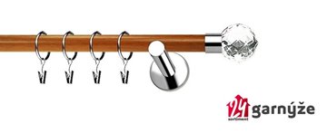 Kovové garnýže jednořadé moderní 19mm EXTRA - BELUNA CRYSTAL nerezové, třešeň