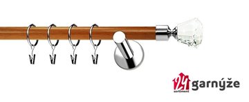 Kovové garnýže jednořadé moderní 19mm EXTRA - CLAREX CRYSTAL nerezové, třešeň