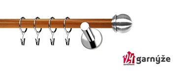 Kovové garnýže jednořadé moderní 19mm EXTRA - KNOFLÍK nerezové, třešeň