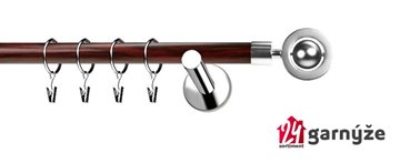 Kovové garnýže jednořadé moderní 19mm EXTRA - ALPI nerezové, mahagon