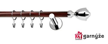 Kovové garnýže jednořadé moderní 19mm EXTRA - AVANTI nerezové, mahagon