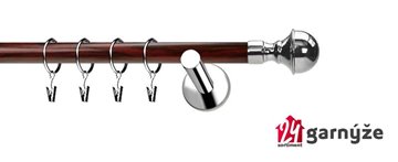 Kovové garnýže jednořadé moderní 19mm EXTRA - BELLA nerezové, mahagon