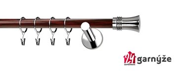 Kovové garnýže jednořadé moderní 19mm EXTRA - CAPRI nerezové, mahagon