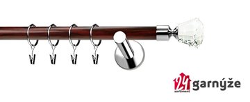 Kovové garnýže jednořadé moderní 19mm EXTRA - CLAREX CRYSTAL nerezové, mahagon