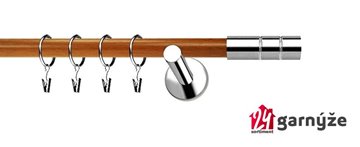 Kovové garnýže jednořadé moderní 19mm EXTRA - CYLINDER nerezové, třešeň