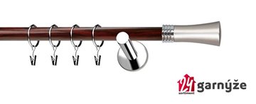 Kovové garnýže jednořadé moderní 19mm EXTRA - FIONA nerezové, mahagon