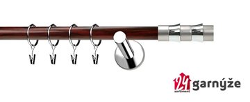 Kovové garnýže jednořadé moderní 19mm EXTRA - FRESNO nerezové, mahagon