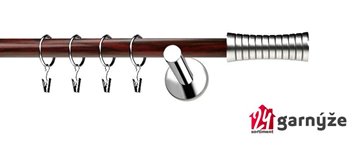 Kovové garnýže jednořadé moderní 19mm EXTRA - GAO nerezové, mahagon