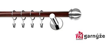 Kovové garnýže jednořadé moderní 19mm EXTRA - KNOFLÍK nerezové, mahagon