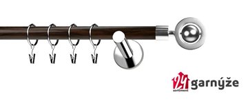 Kovové garnýže jednořadé moderní 19mm EXTRA - ALPI nerezové, wenge