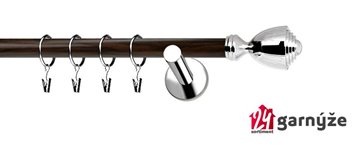 Kovové garnýže jednořadé moderní 19mm EXTRA - AVANTI nerezové, wenge