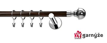 Kovové garnýže jednořadé moderní 19mm EXTRA - BELLA nerezové, wenge