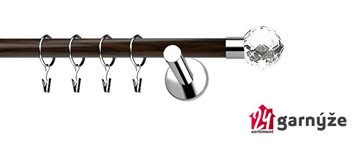 Kovové garnýže jednořadé moderní 19mm EXTRA - BELUNA CRYSTAL nerezové, wenge