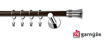 Kovové garnýže jednořadé moderní 19mm EXTRA - CAPRI nerezové, wenge