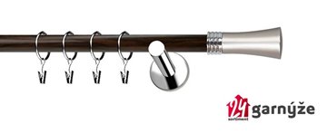 Kovové garnýže jednořadé moderní 19mm EXTRA - FIONA nerezové, wenge