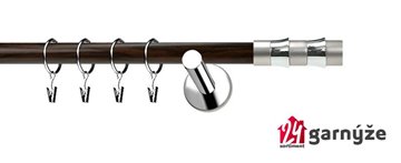 Kovové garnýže jednořadé moderní 19mm EXTRA - FRESNO nerezové, wenge