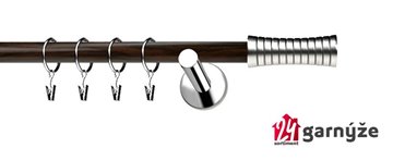 Kovové garnýže jednořadé moderní 19mm EXTRA - GAO nerezové, wenge