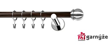 Kovové garnýže jednořadé moderní 19mm EXTRA - KNOFLÍK nerezové, wenge