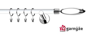 Kovové garnýže jednořadé moderní 19mm EXTRA - MIRELLA nerezové, bílé