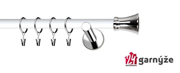 Kovové garnýže jednořadé moderní 19mm EXTRA - MONACO nerezové, bílé