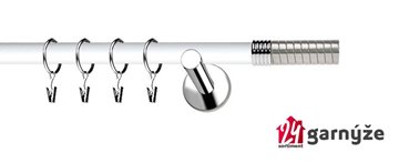 Kovové garnýže jednořadé moderní 19mm EXTRA - OPTIMA nerezové, bílé